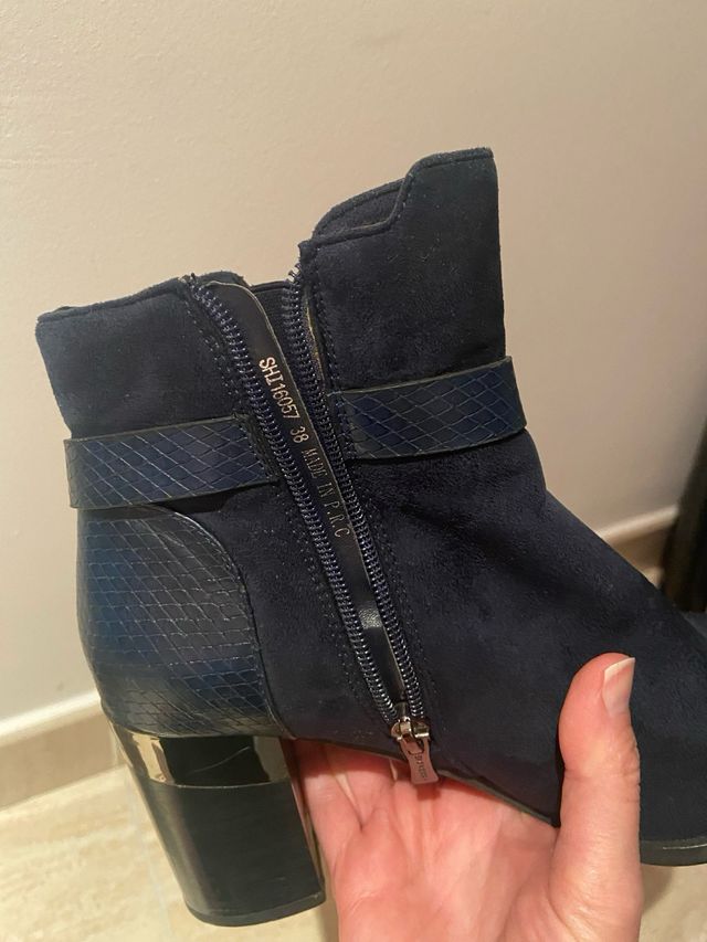 Botines azul tacon comodo
