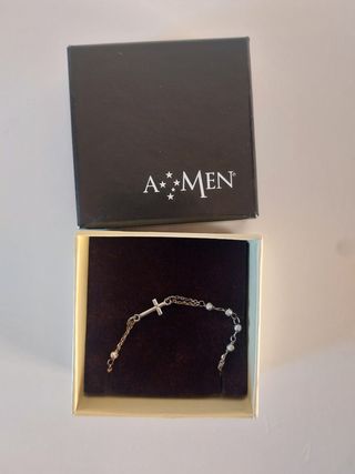 Pulsera rosario plata de Ley