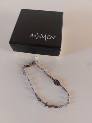 Pulsera rosario plata de Ley