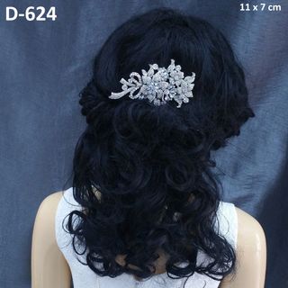 Increíble Tocado Pedrería Novia Fiesta 