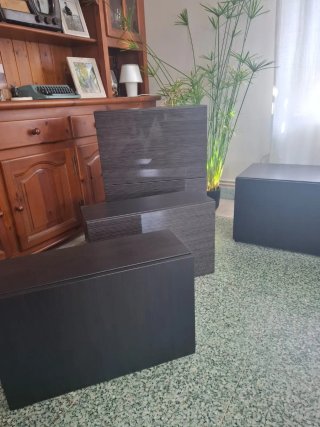 Mueble modulable salón Ikea Besta negro marrón