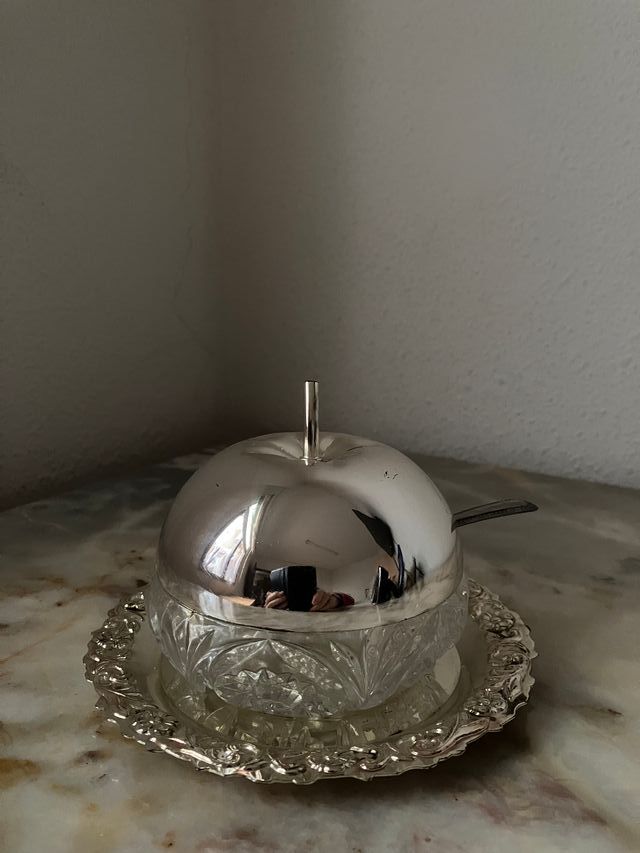 Azucarero cristal forma manzana