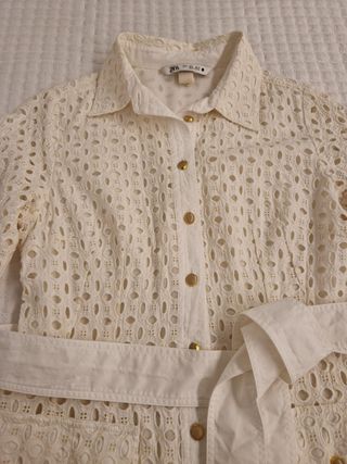 Vestido Bordados blanco Zara S