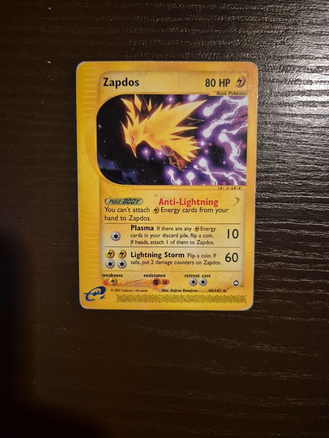 Carta Pokemon Zapdos Aquapolis ENG