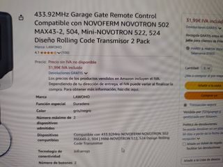 Nosotros 502 Mandos universales para puerta Garaje