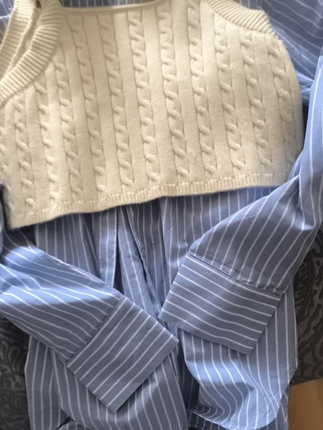 Camisa rayas niña zara con chaleco