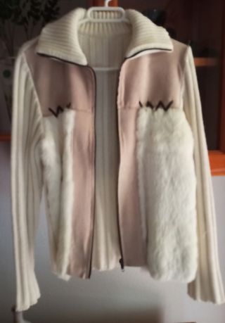 Chaqueta de lana, napa y pelitos
