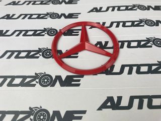 Emblema Mercedes metálico rojo 70 mm tapa motor