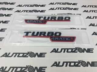Emblema Mercedes Turbo 4MATIC+ rojo para laterales