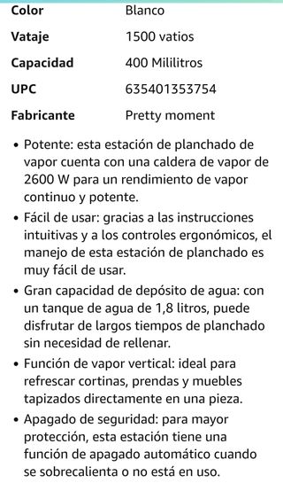 Estación de planchado de vapor