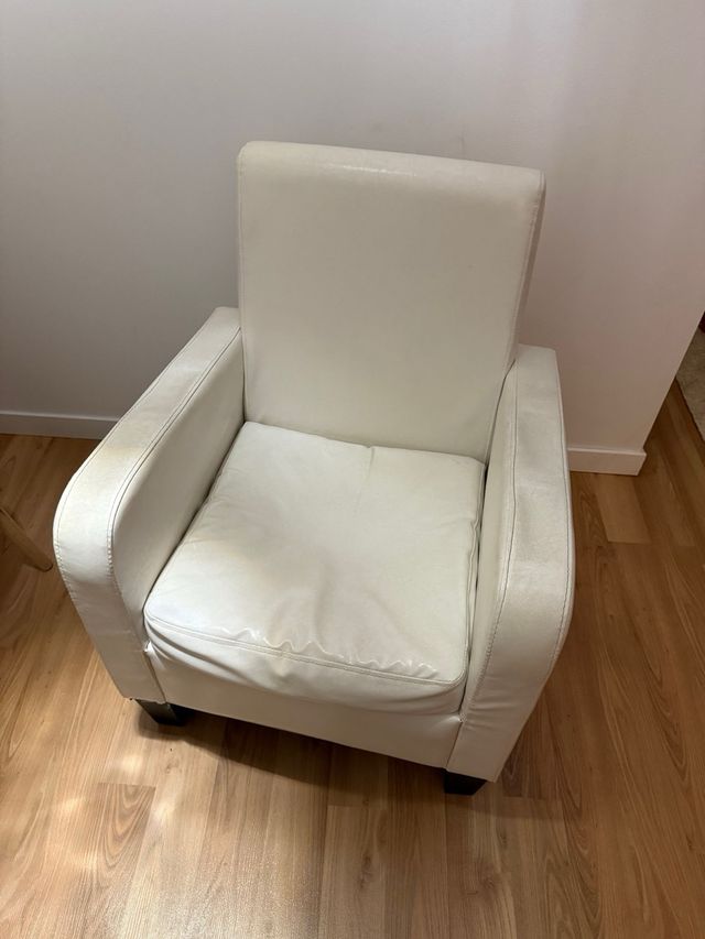 2 butacas sillones polipiel blanco