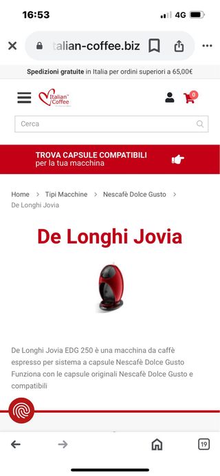 Jovia dolce gusto de longhi.