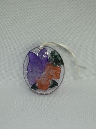 Farfalla con fiori da appendere handmade