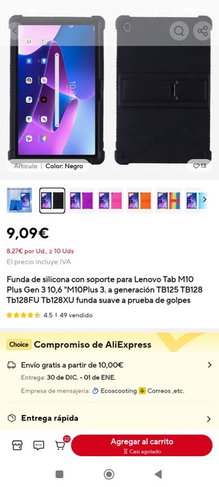 Funda tablet silicona nueva lenovo