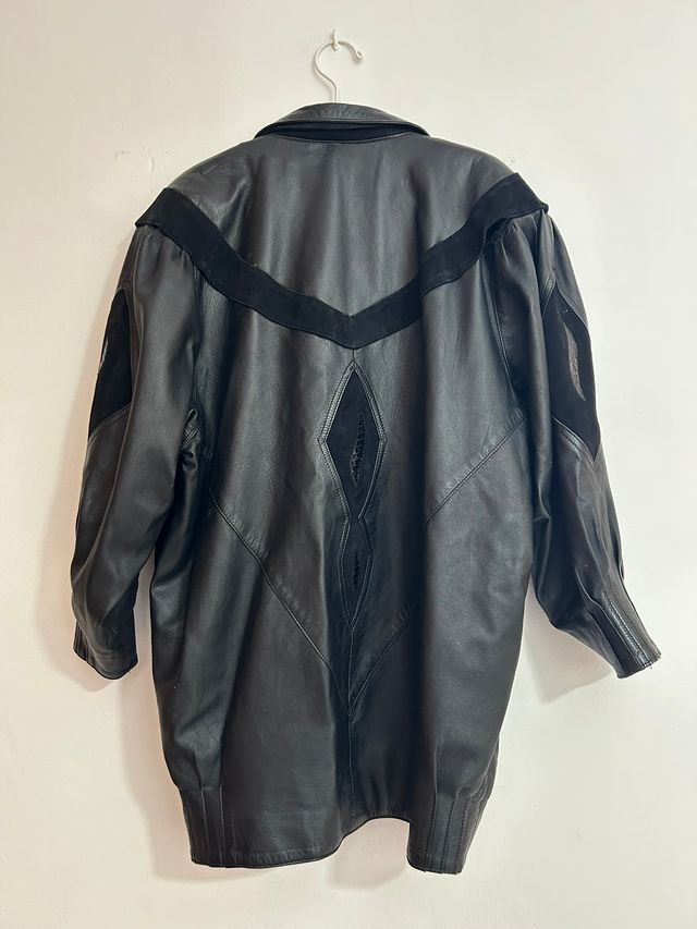 Chaqueta Cuero Negro Genuino Marca Italiana