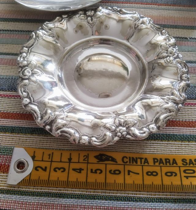 Antigua bandeja alpaca baño de plata