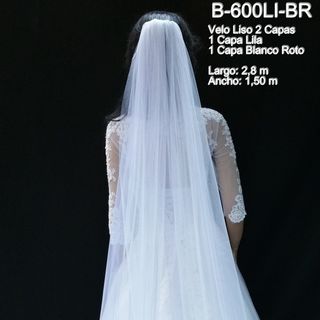 Velo Novia Largo Lila y  Blanco Roto 