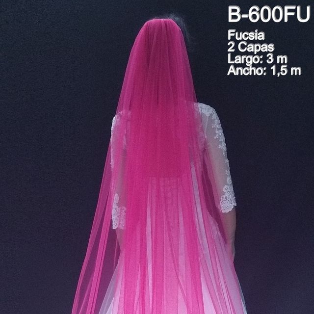 Velo Novia Largo en Fucsia