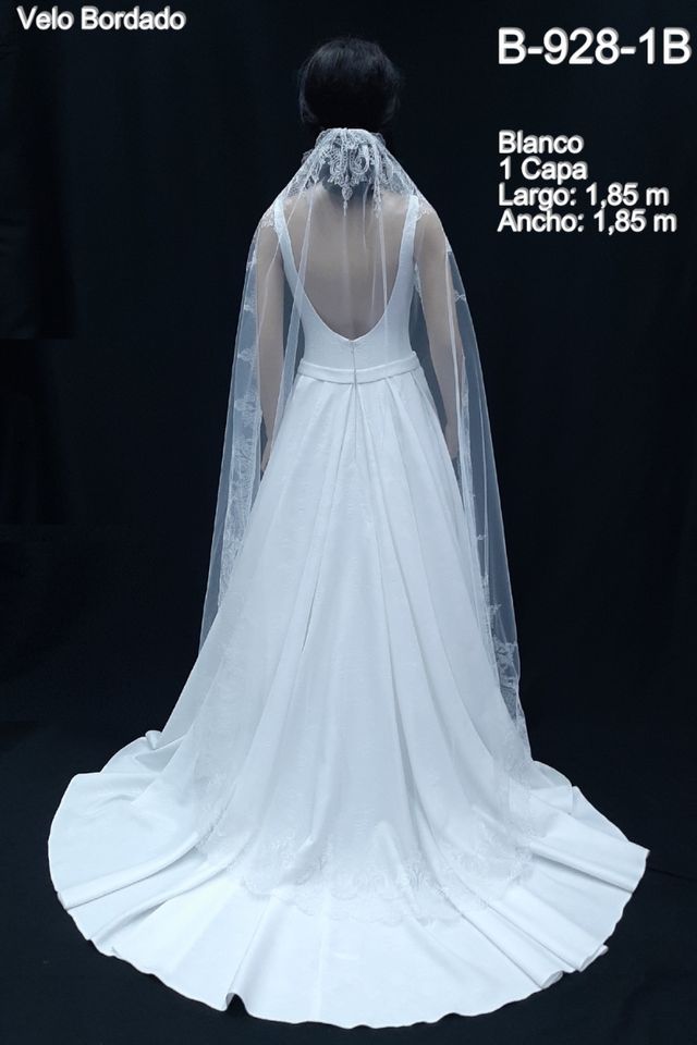 Velo Novia Bordado Blanco Roto 1,85 m.