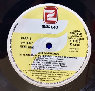 Vinilo Los Inhumanos – Si Al Amanecer No He Vuelto