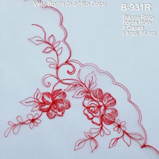 Velo Novia Corto Bordado en Roji