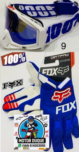 Guantes Fox bici mtb y gafas 100%