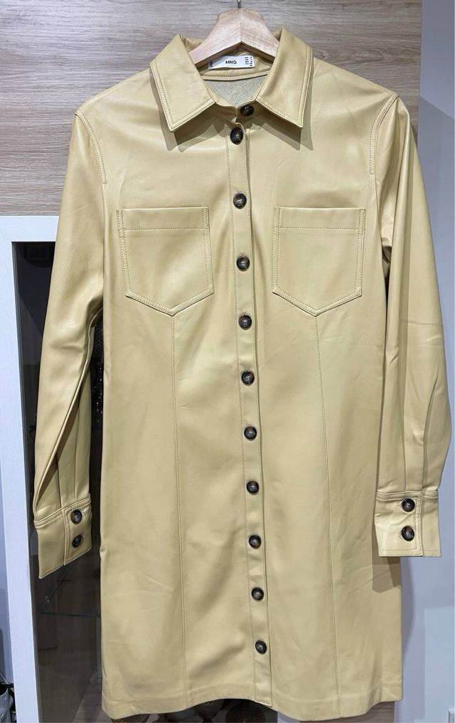 Vestido camisero piel mango