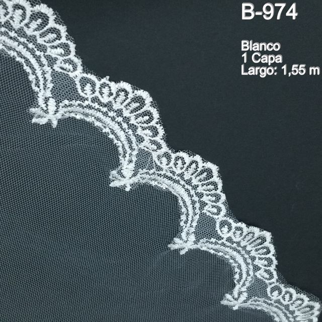 Velo Novia Encaje Blanco de 1,55 m largo