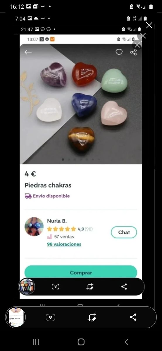 Caja con puntas y piedras naturales