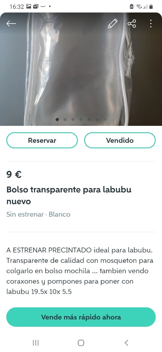 Bolso transparente para labubu nuevo