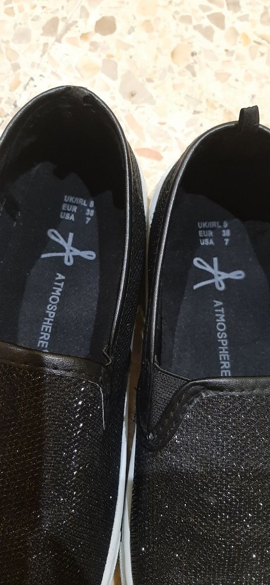 Zapatos planos negros 37 - 38 purpurina