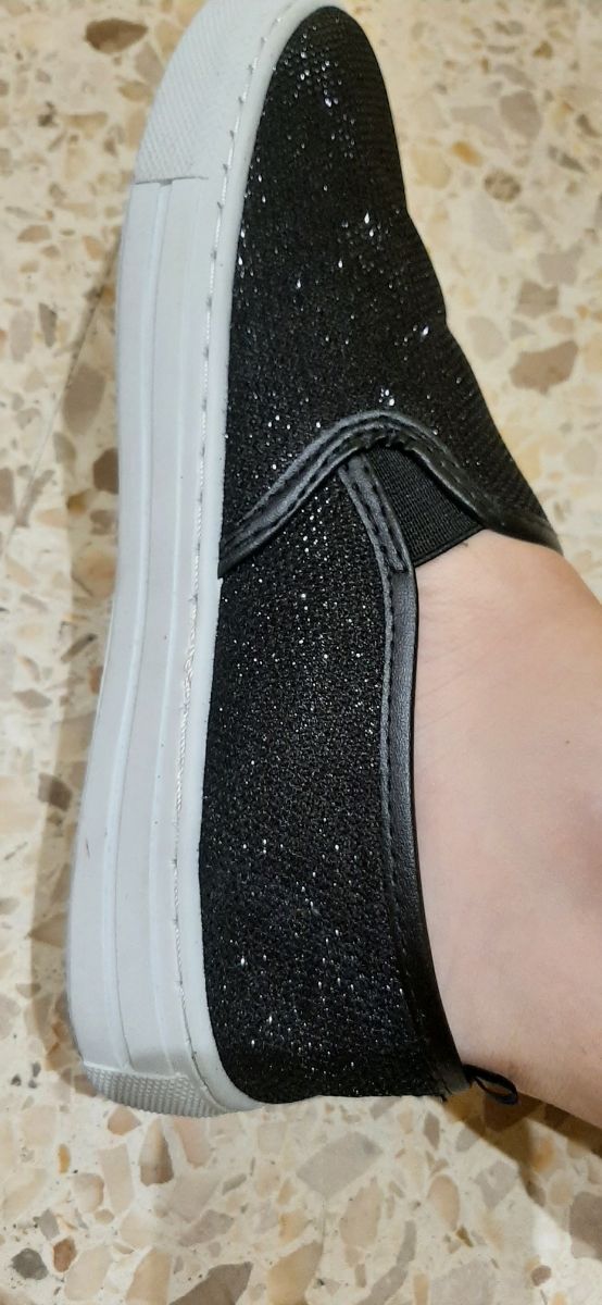 Zapatos planos negros 37 - 38 purpurina