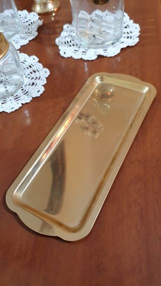 Juego de tocador cristal y dorado