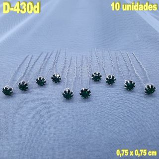 Tocado 10 Horquillas Pedrería Verde