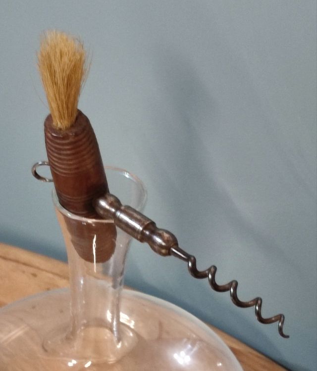 Cavatappi sacacorchos vintage ferro legno pennello