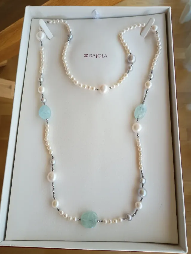 Collar en plata perlas y aguamarina