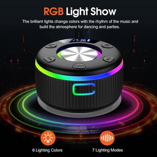 Altavoz ducha portatil, bluetooth, luces RGB