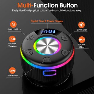 Altavoz ducha portatil, bluetooth, luces RGB