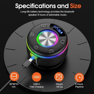 Altavoz ducha portatil, bluetooth, luces RGB