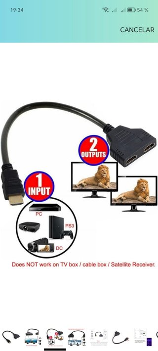 Cable convertidor HDMI doble salida