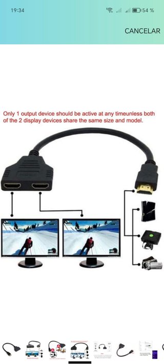 Cable convertidor HDMI doble salida