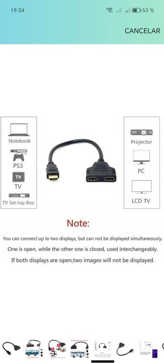 Cable convertidor HDMI doble salida