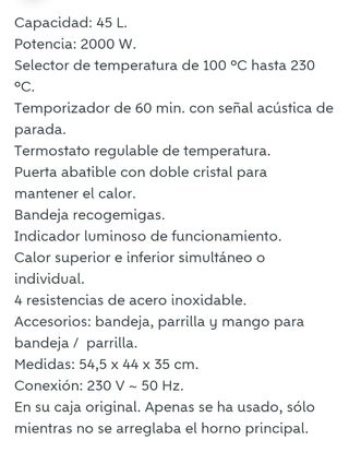 HORNO CONVECCION ORBEGOZO
