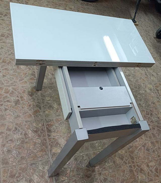 MESA CRISTAL PLEGABLE COMEDOR COCINA GRIS