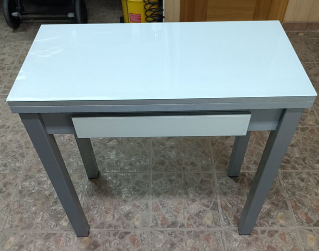 MESA CRISTAL PLEGABLE COMEDOR COCINA GRIS