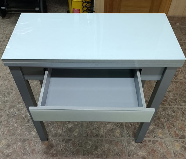 MESA CRISTAL PLEGABLE COMEDOR COCINA GRIS