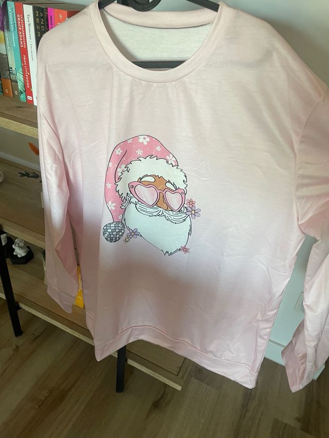 Sudadera rosa papa noel