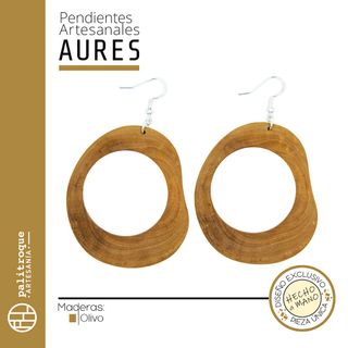 Pendientes artesanales de madera de olivo, Aures