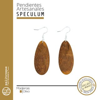 Pendientes artesanales de madera de olivo Speculum