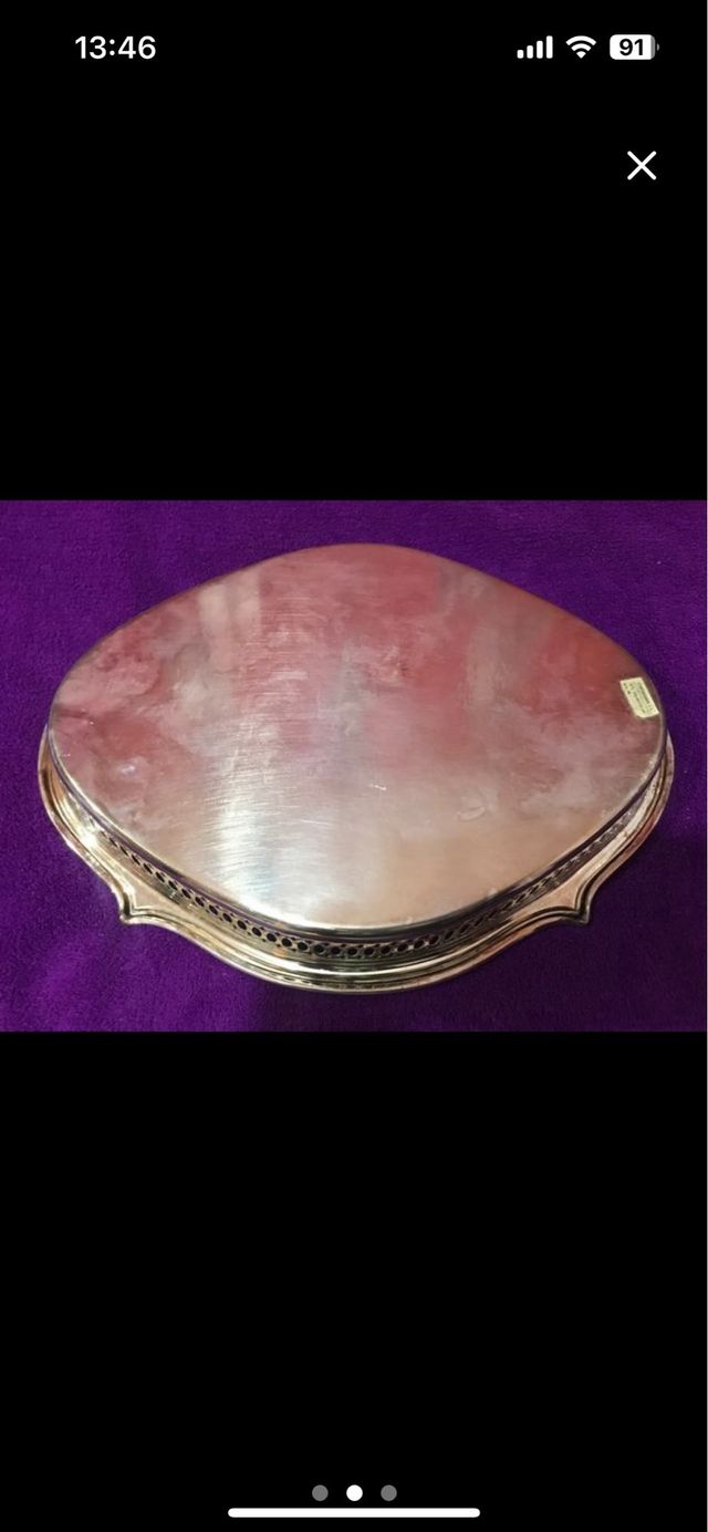 Centro de mesa/bandeja/panera vintage de alpaca